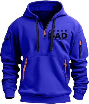 Quarter Zip Pullover Men Tactical Hoodies for Men Workout Proud Dad Hoodies with Pockets Military Tactical Sweatshirt
