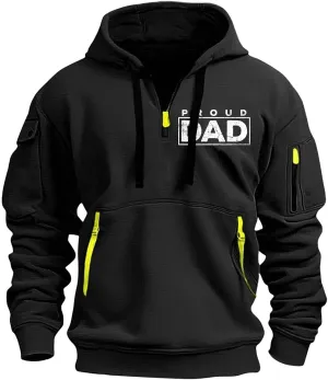 Quarter Zip Pullover Men Tactical Hoodies for Men Workout Proud Dad Hoodies with Pockets Military Tactical Sweatshirt