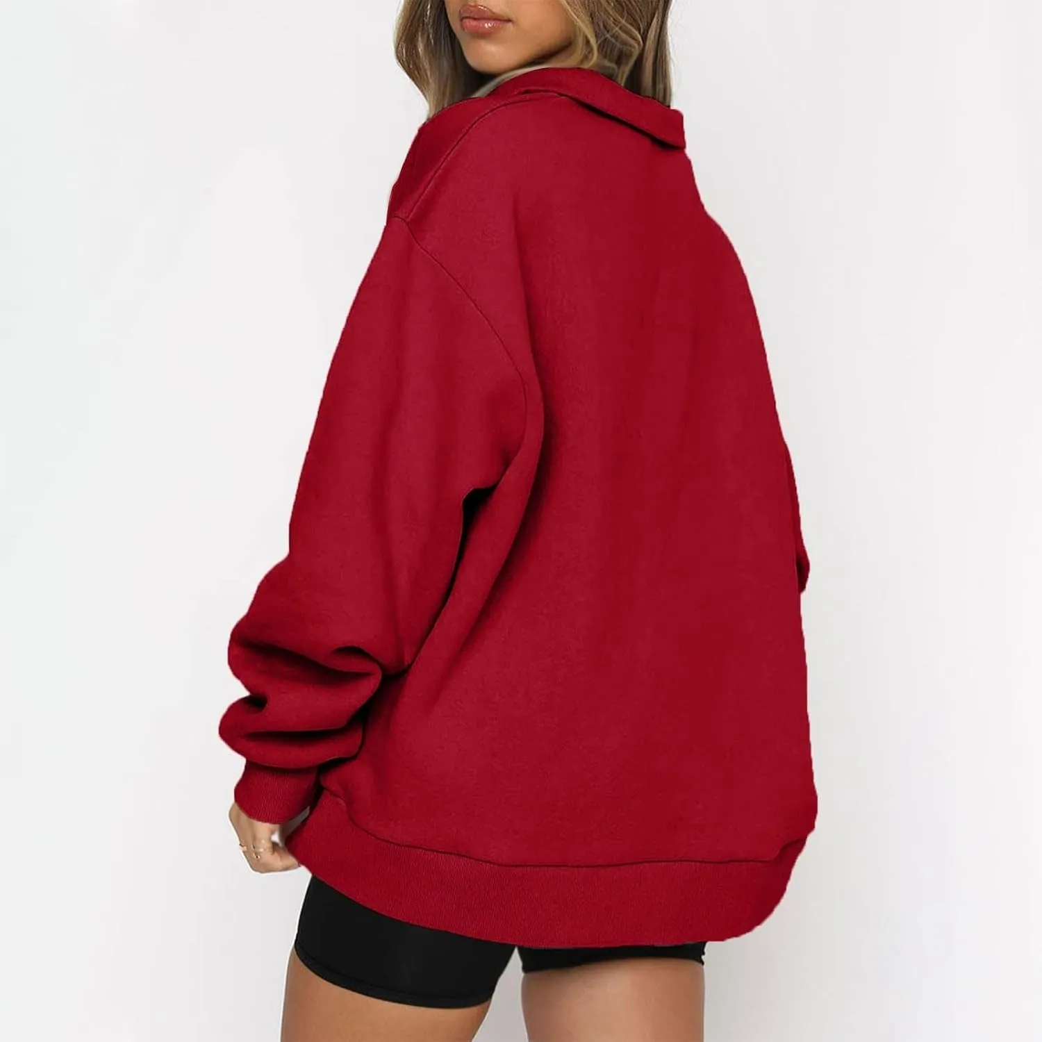 Quarter Zip Pullover Women Sweatshirts Half Zipper 2024 Oversized Long Sleeve Fall Fashion outfits Clothes