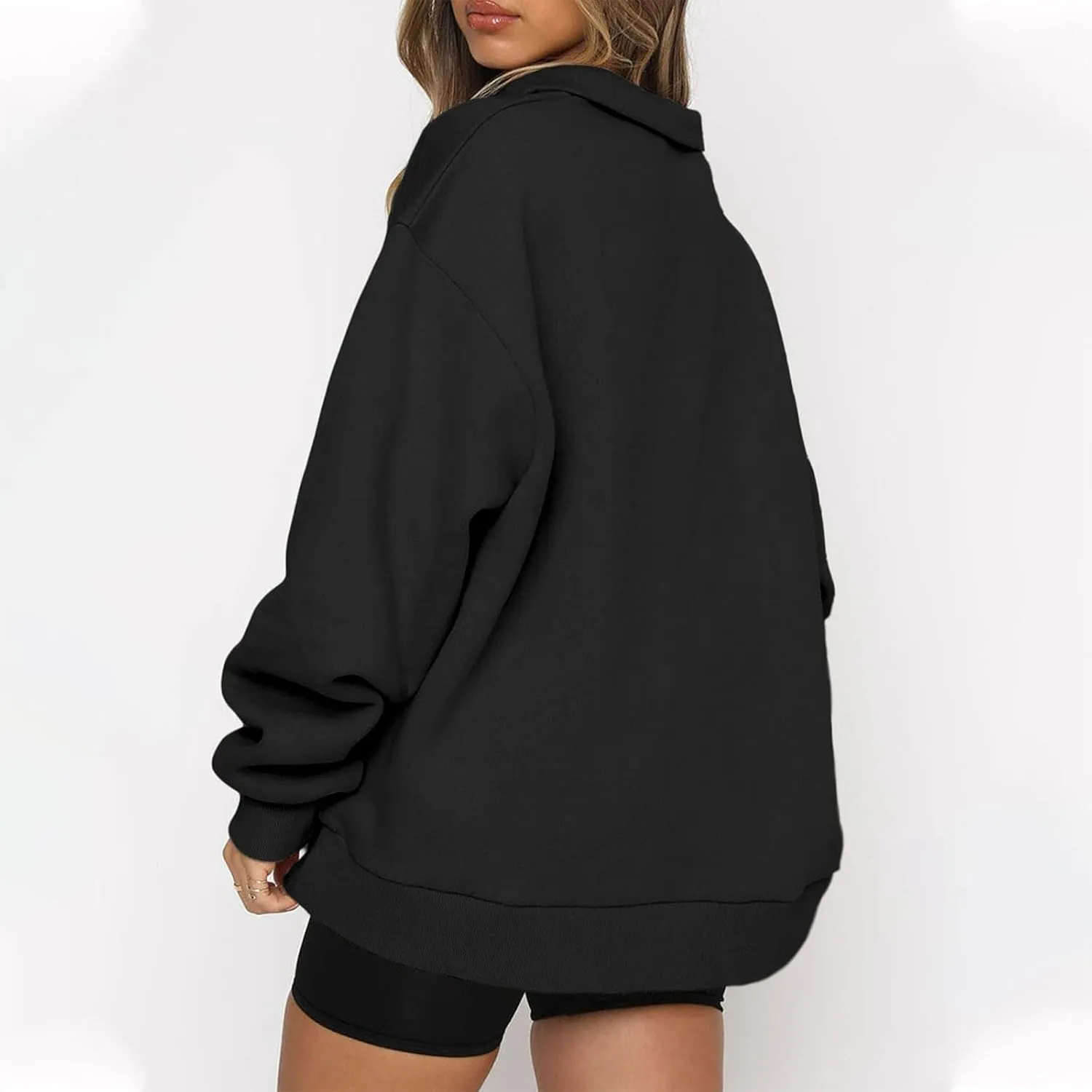 Quarter Zip Pullover Women Sweatshirts Half Zipper 2024 Oversized Long Sleeve Fall Fashion outfits Clothes