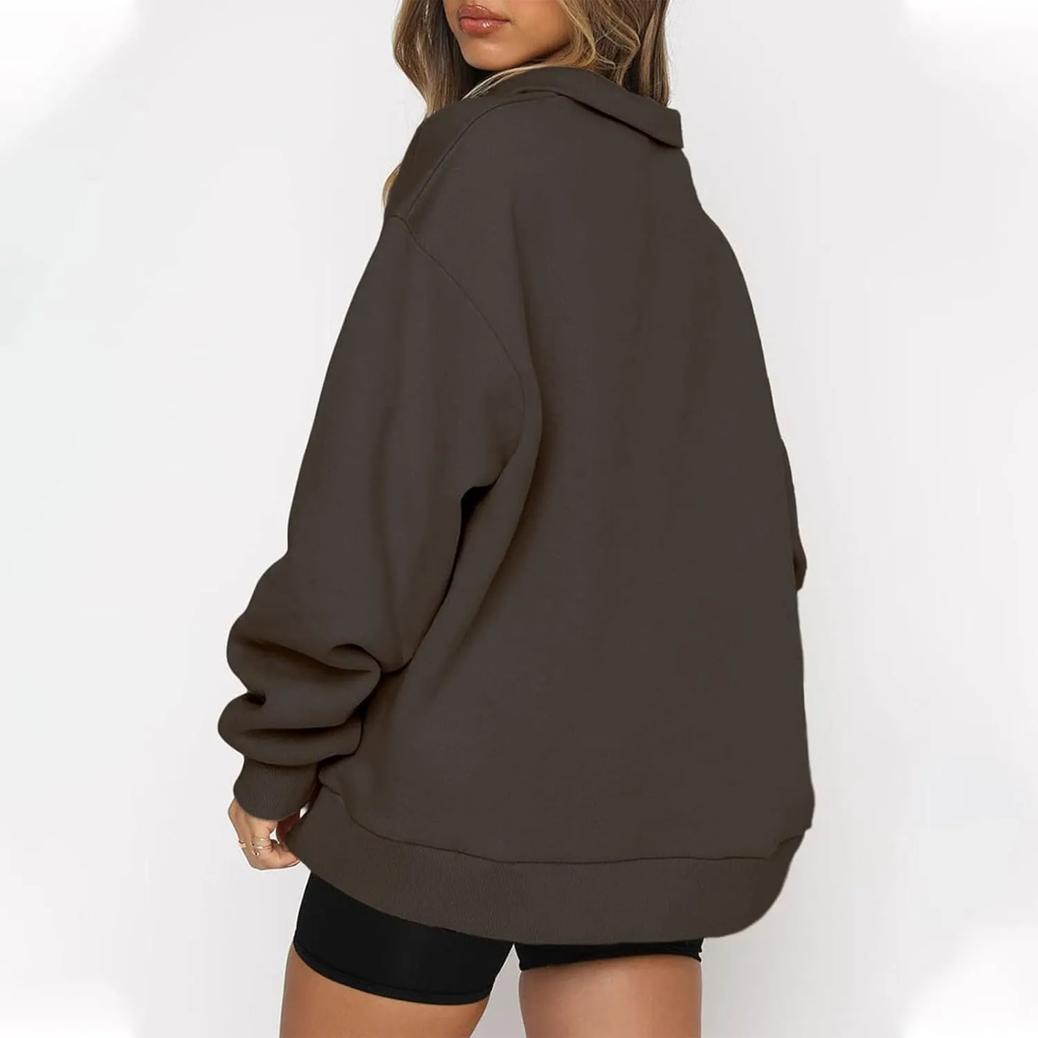 Quarter Zip Pullover Women Sweatshirts Half Zipper 2024 Oversized Long Sleeve Fall Fashion outfits Clothes