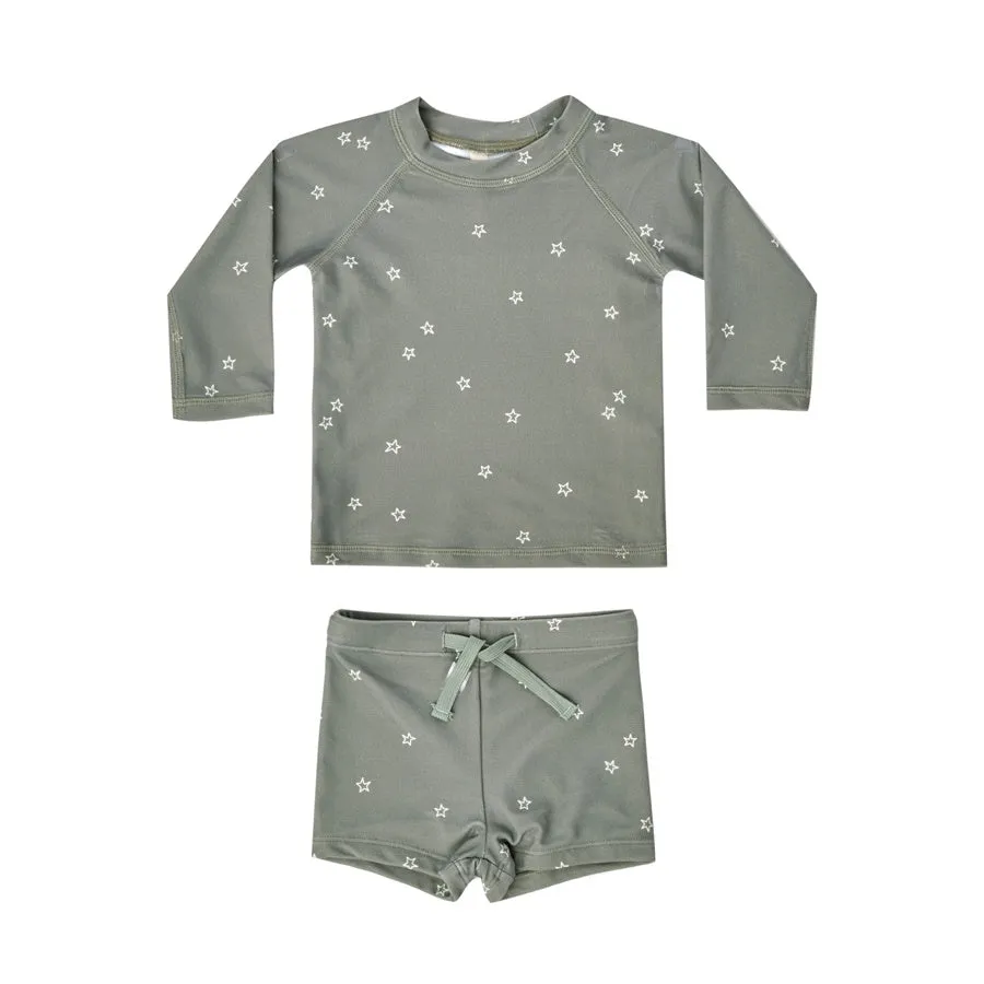 Quincy Mae Boys Rashie   Short Set | Sea Green