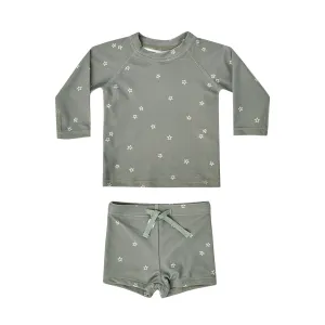 Quincy Mae Boys Rashie   Short Set | Sea Green