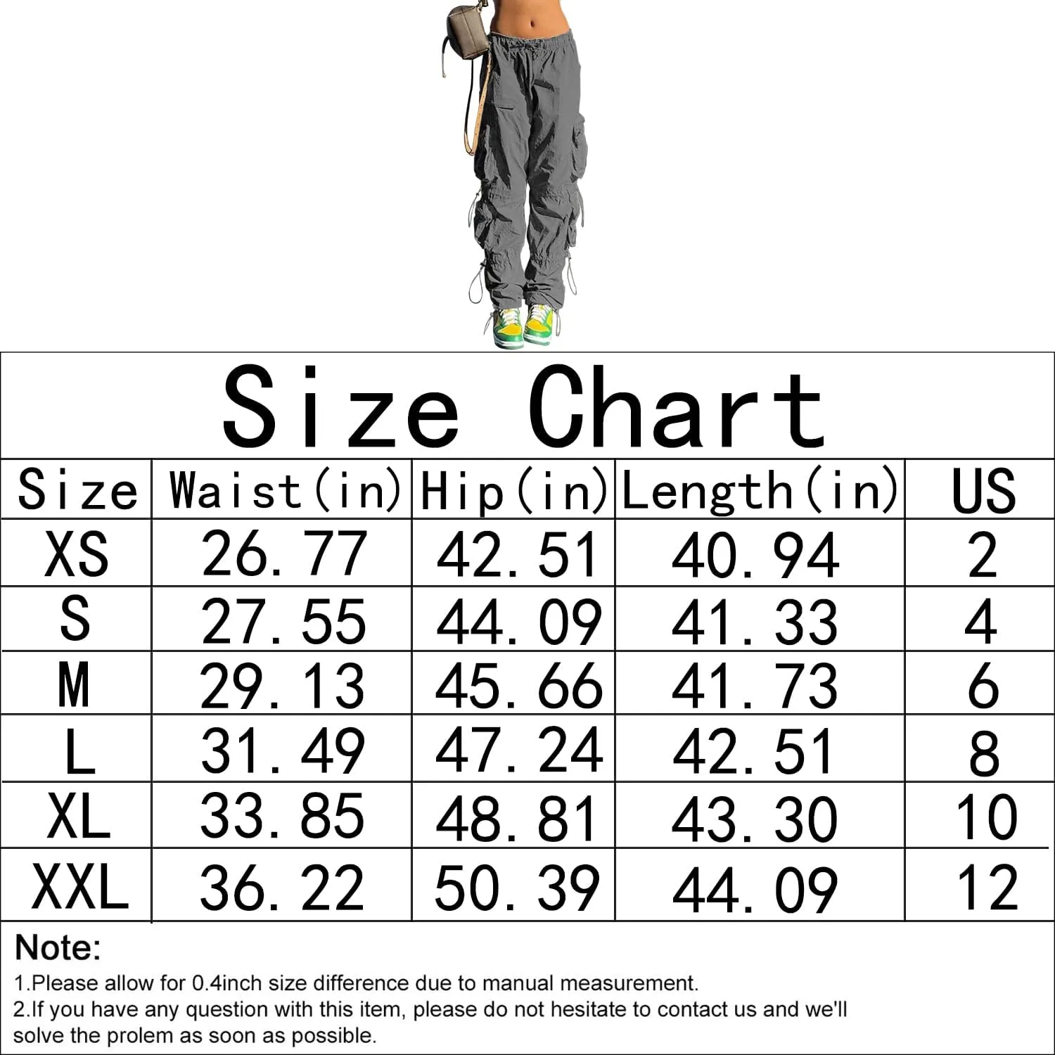 QYANGG Baggy Parachute Pants for Women& Girls Drawstring Elastic Low Waist Ruched Cargo Pants Multiple Pockets Jogger Y2K
