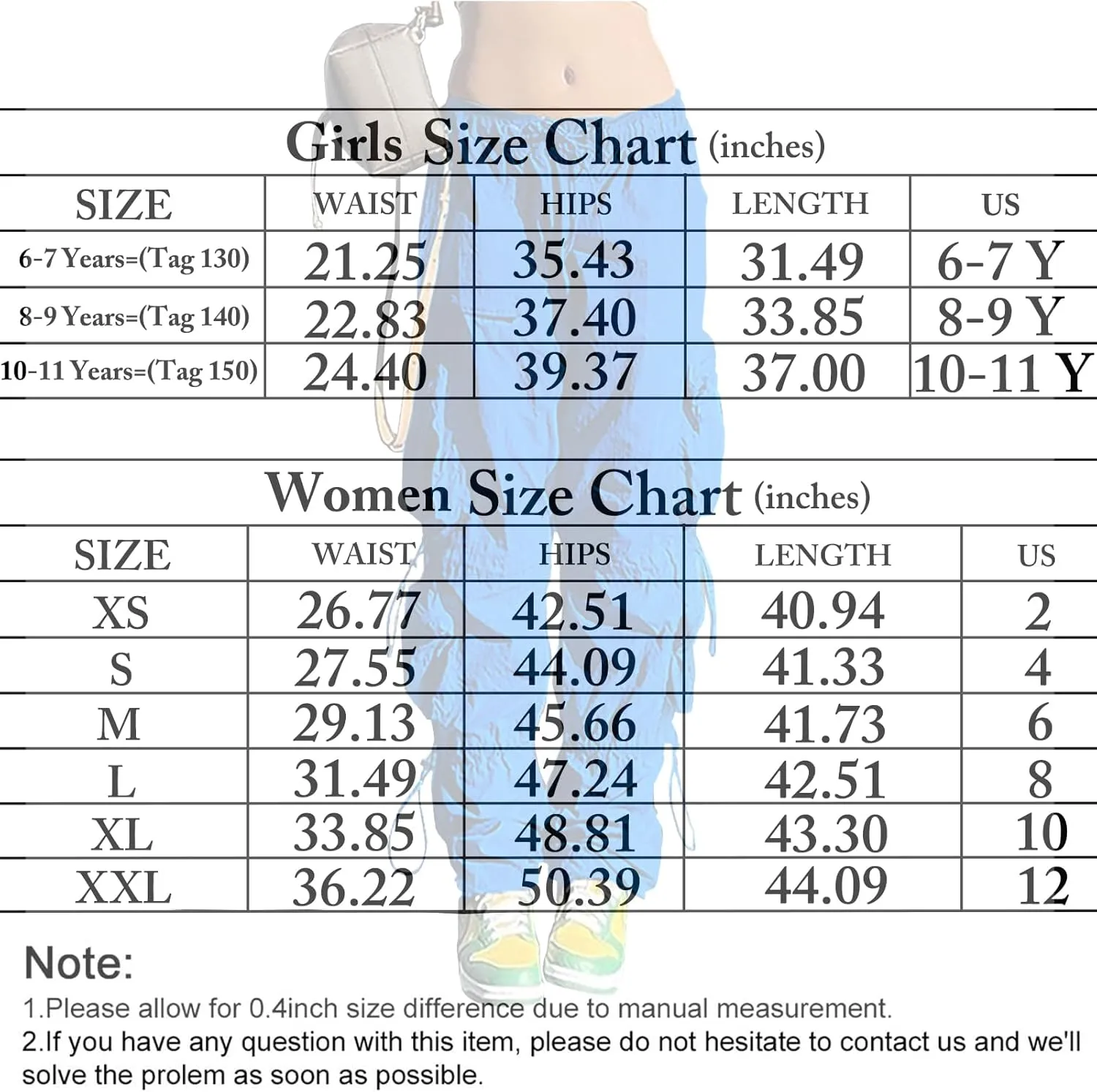 QYANGG Baggy Parachute Pants for Women& Girls Drawstring Elastic Low Waist Ruched Cargo Pants Multiple Pockets Jogger Y2K