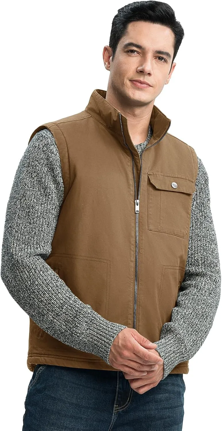 Rdruko Men's Sherpa Lined Vest Warm Winter Fleece Outerwear Vest