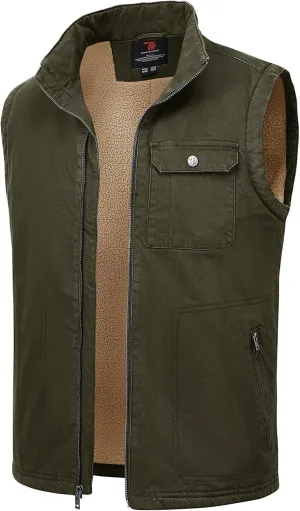Rdruko Men's Sherpa Lined Vest Warm Winter Fleece Outerwear Vest
