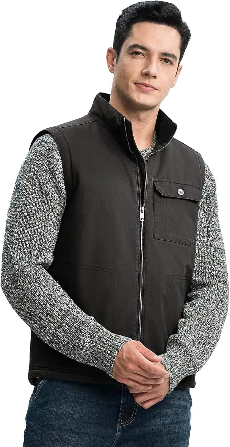 Rdruko Men's Sherpa Lined Vest Warm Winter Fleece Outerwear Vest