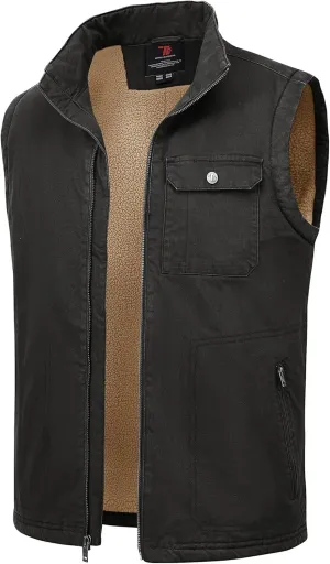 Rdruko Men's Sherpa Lined Vest Warm Winter Fleece Outerwear Vest
