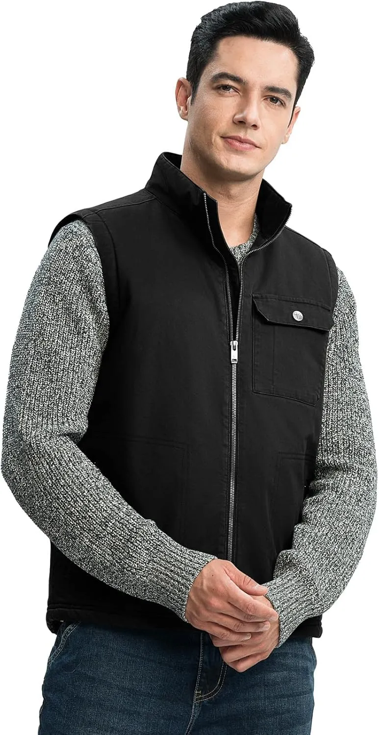 Rdruko Men's Sherpa Lined Vest Warm Winter Fleece Outerwear Vest