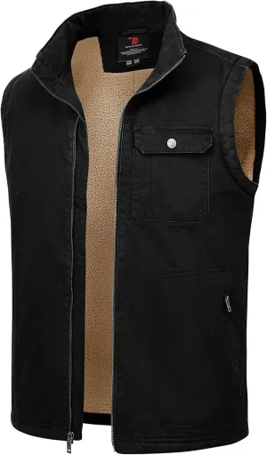 Rdruko Men's Sherpa Lined Vest Warm Winter Fleece Outerwear Vest