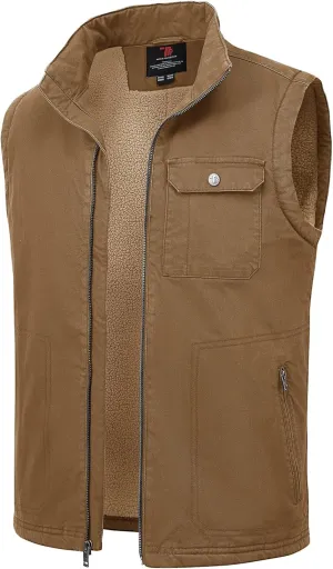 Rdruko Men's Sherpa Lined Vest Warm Winter Fleece Outerwear Vest