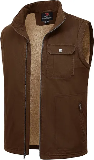 Rdruko Men's Sherpa Lined Vest Warm Winter Fleece Outerwear Vest