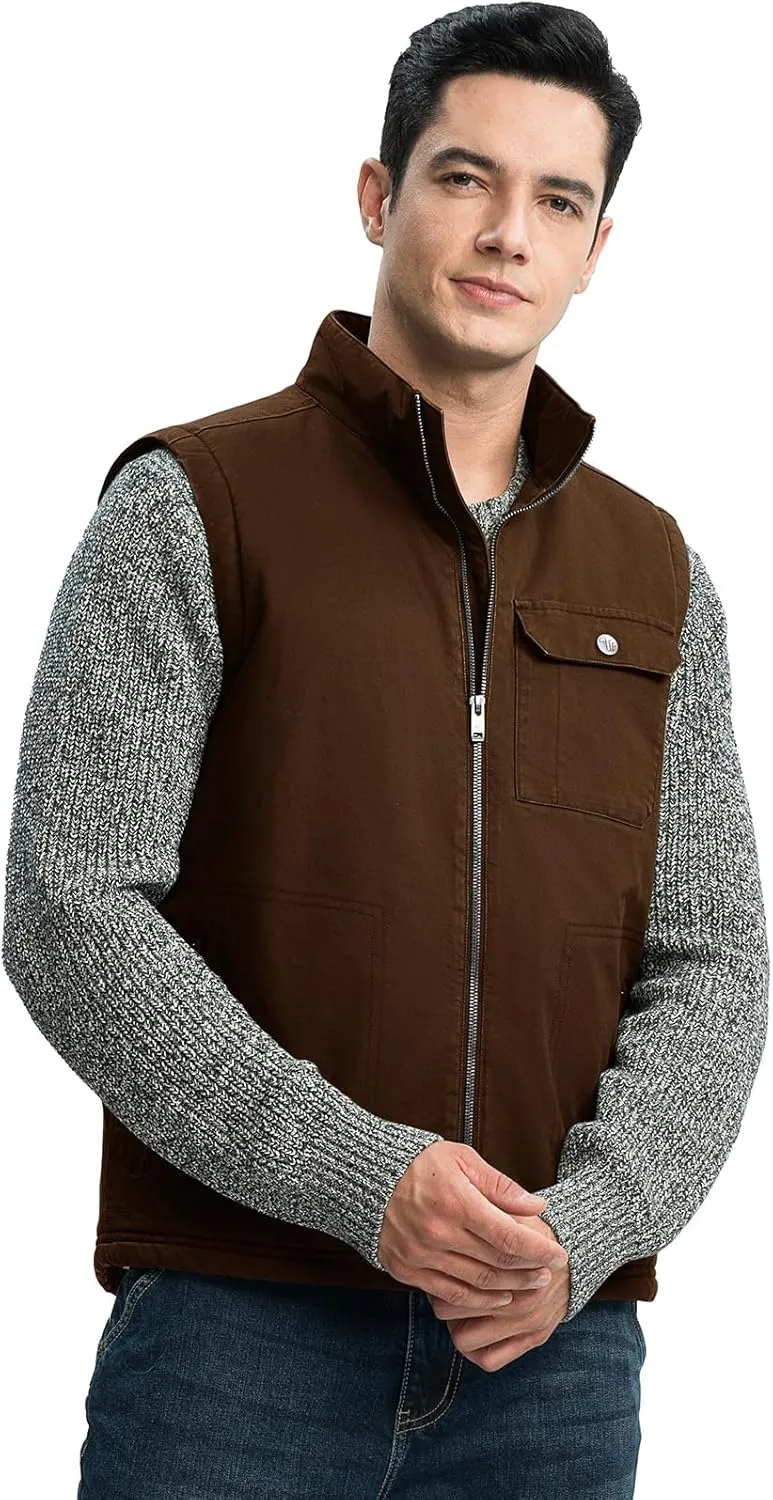 Rdruko Men's Sherpa Lined Vest Warm Winter Fleece Outerwear Vest