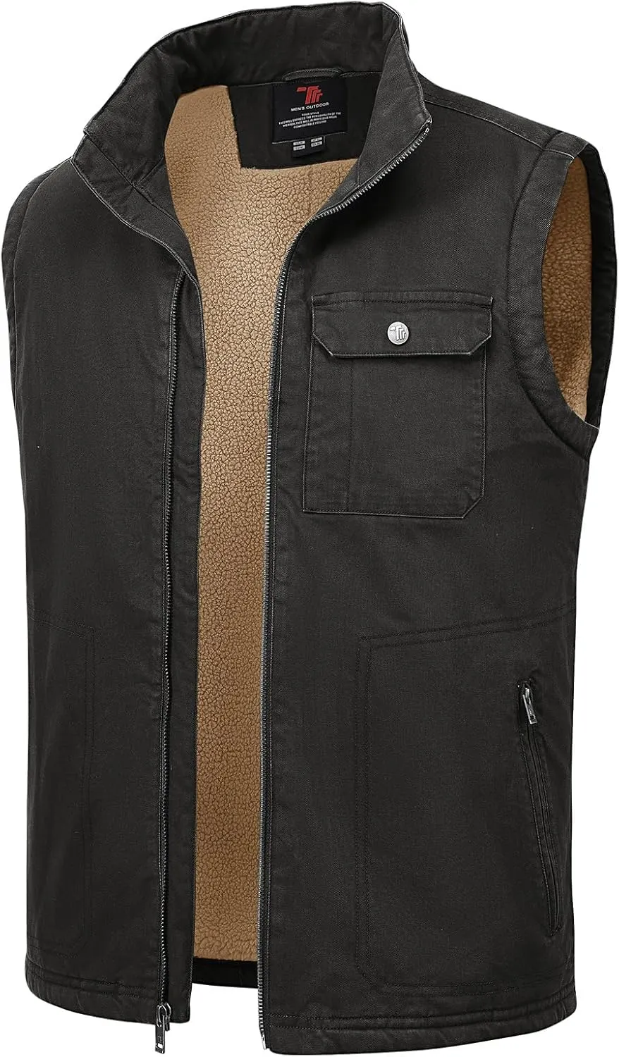 Rdruko Men's Sherpa Lined Vest Warm Winter Fleece Outerwear Vest