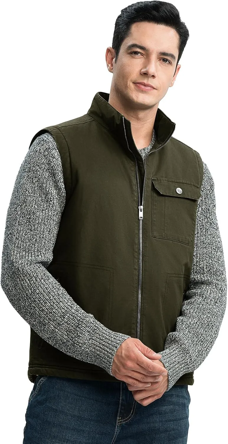 Rdruko Men's Sherpa Lined Vest Warm Winter Fleece Outerwear Vest