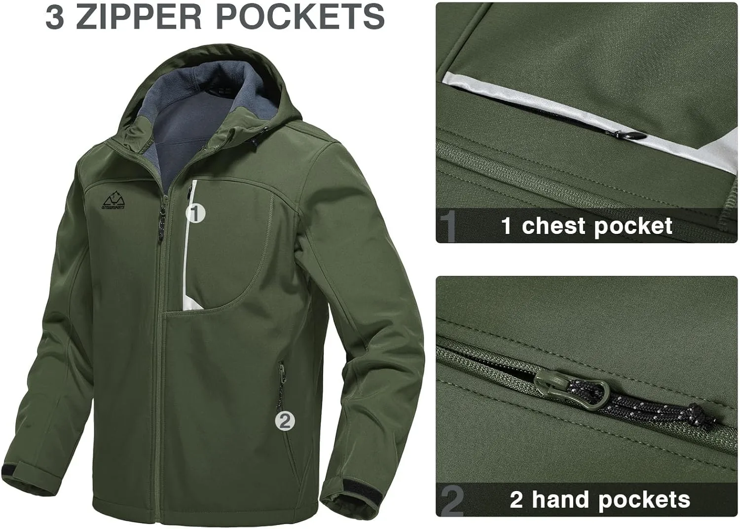 Rdruko Men's Soft Shell Jacket Fleece Lined Waterproof Lightweight Hiking Hooded Winter Jacket