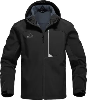 Rdruko Men's Soft Shell Jacket Fleece Lined Waterproof Lightweight Hiking Hooded Winter Jacket