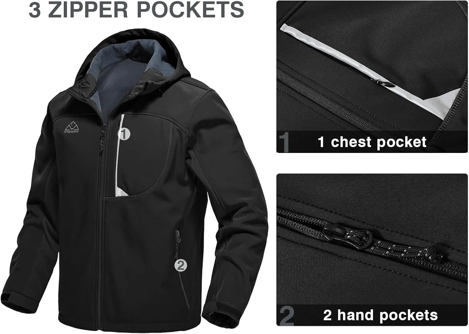 Rdruko Men's Soft Shell Jacket Fleece Lined Waterproof Lightweight Hiking Hooded Winter Jacket