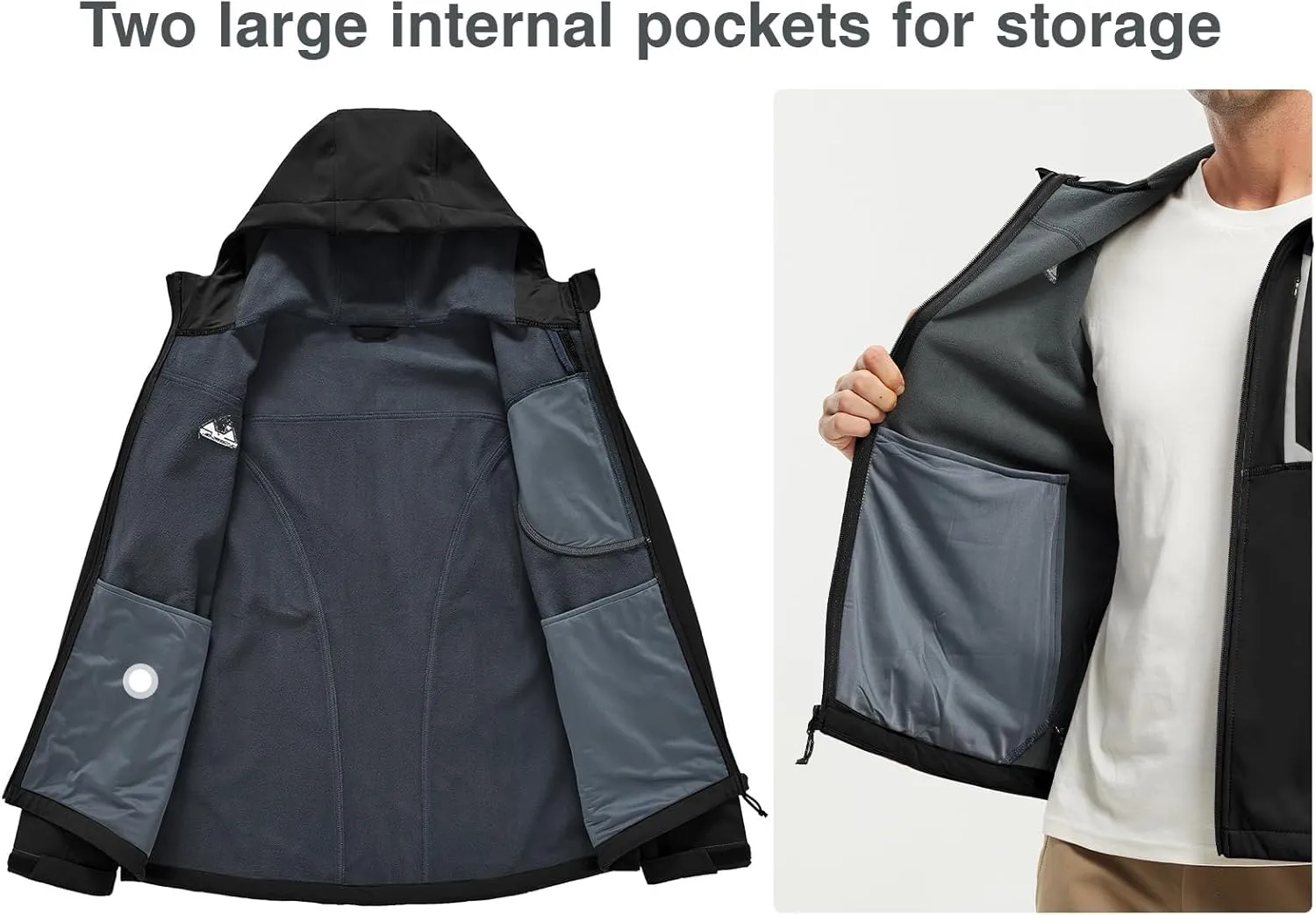 Rdruko Men's Soft Shell Jacket Fleece Lined Waterproof Lightweight Hiking Hooded Winter Jacket