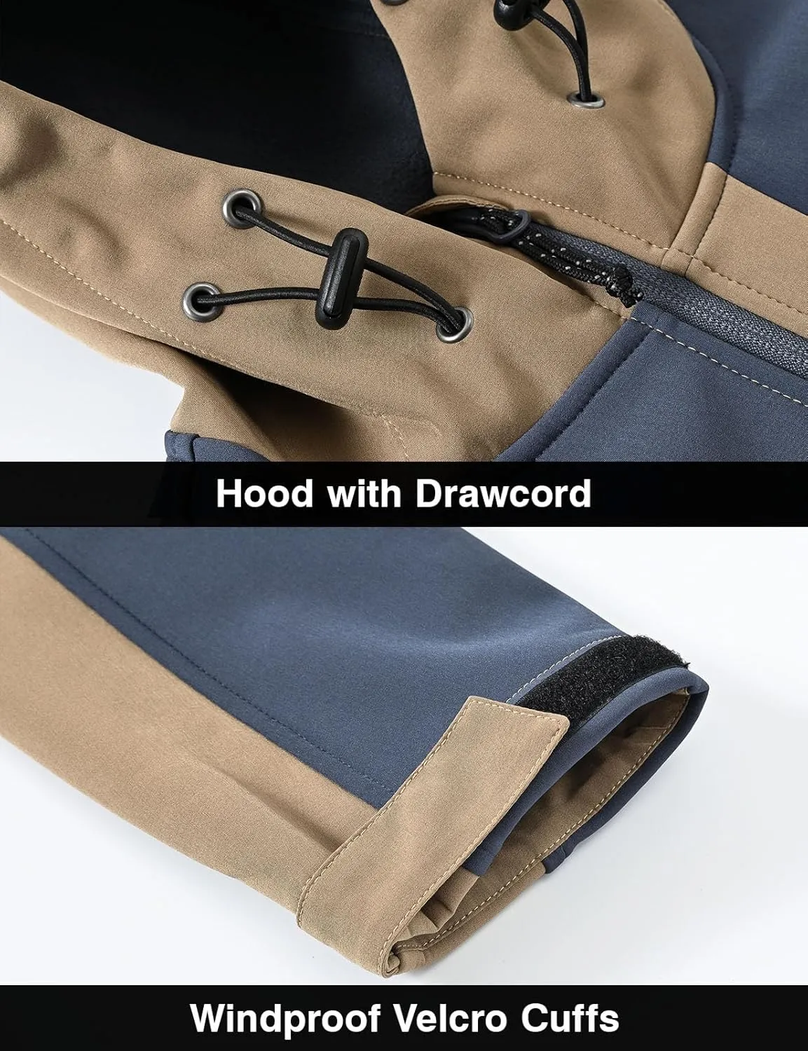 Rdruko Men's Soft Shell Jacket Fleece Lined Waterproof Lightweight Hiking Hooded Winter Jacket