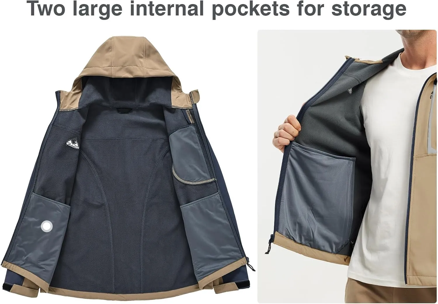 Rdruko Men's Soft Shell Jacket Fleece Lined Waterproof Lightweight Hiking Hooded Winter Jacket