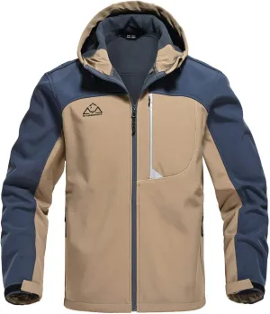 Rdruko Men's Soft Shell Jacket Fleece Lined Waterproof Lightweight Hiking Hooded Winter Jacket