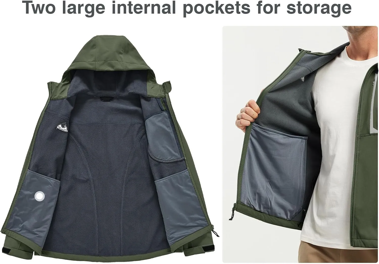 Rdruko Men's Soft Shell Jacket Fleece Lined Waterproof Lightweight Hiking Hooded Winter Jacket