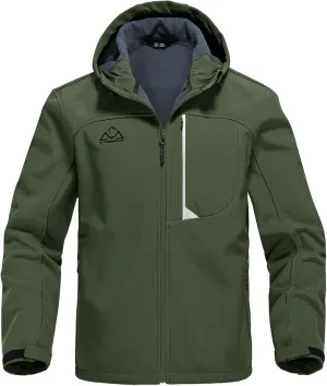 Rdruko Men's Soft Shell Jacket Fleece Lined Waterproof Lightweight Hiking Hooded Winter Jacket