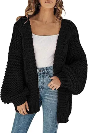 Remikstyt Womens Chunky Cardigan Cable Knit Oversized Open Front Cardigan Sweaters