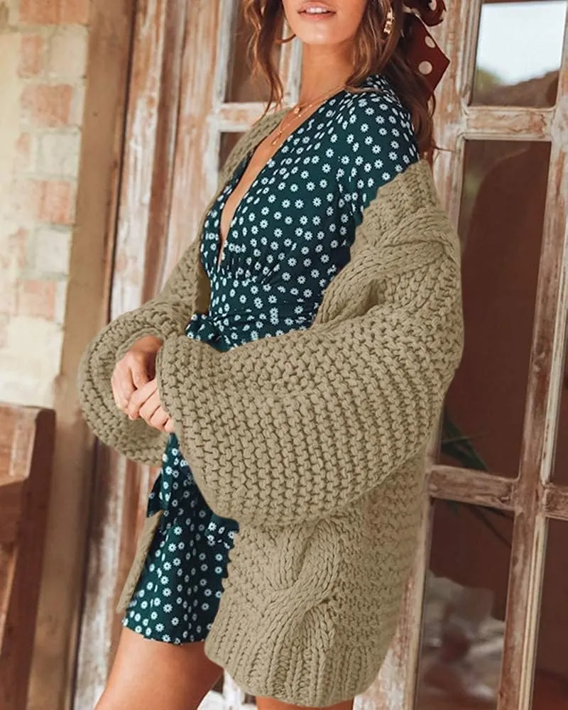 Remikstyt Womens Chunky Cardigan Cable Knit Oversized Open Front Cardigan Sweaters