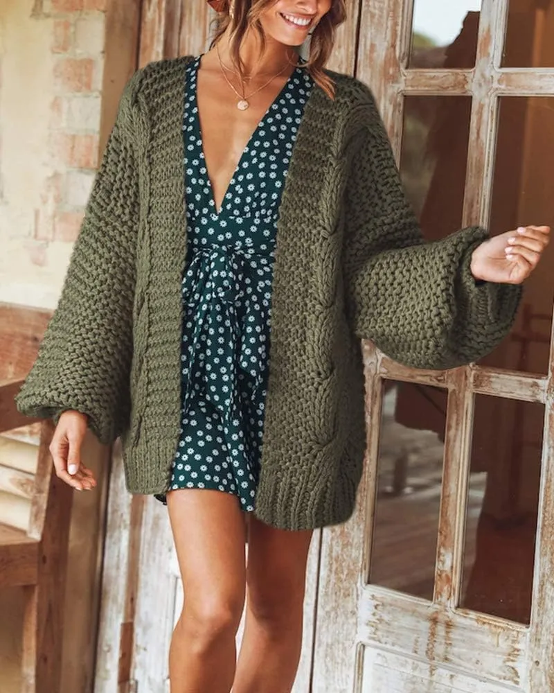 Remikstyt Womens Chunky Cardigan Cable Knit Oversized Open Front Cardigan Sweaters