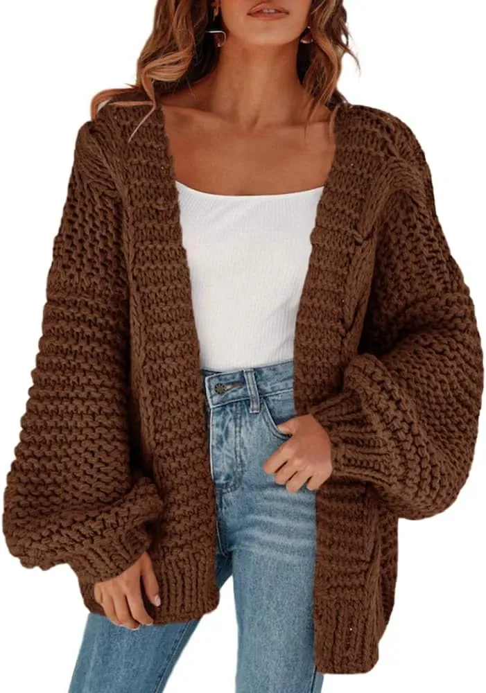 Remikstyt Womens Chunky Cardigan Cable Knit Oversized Open Front Cardigan Sweaters