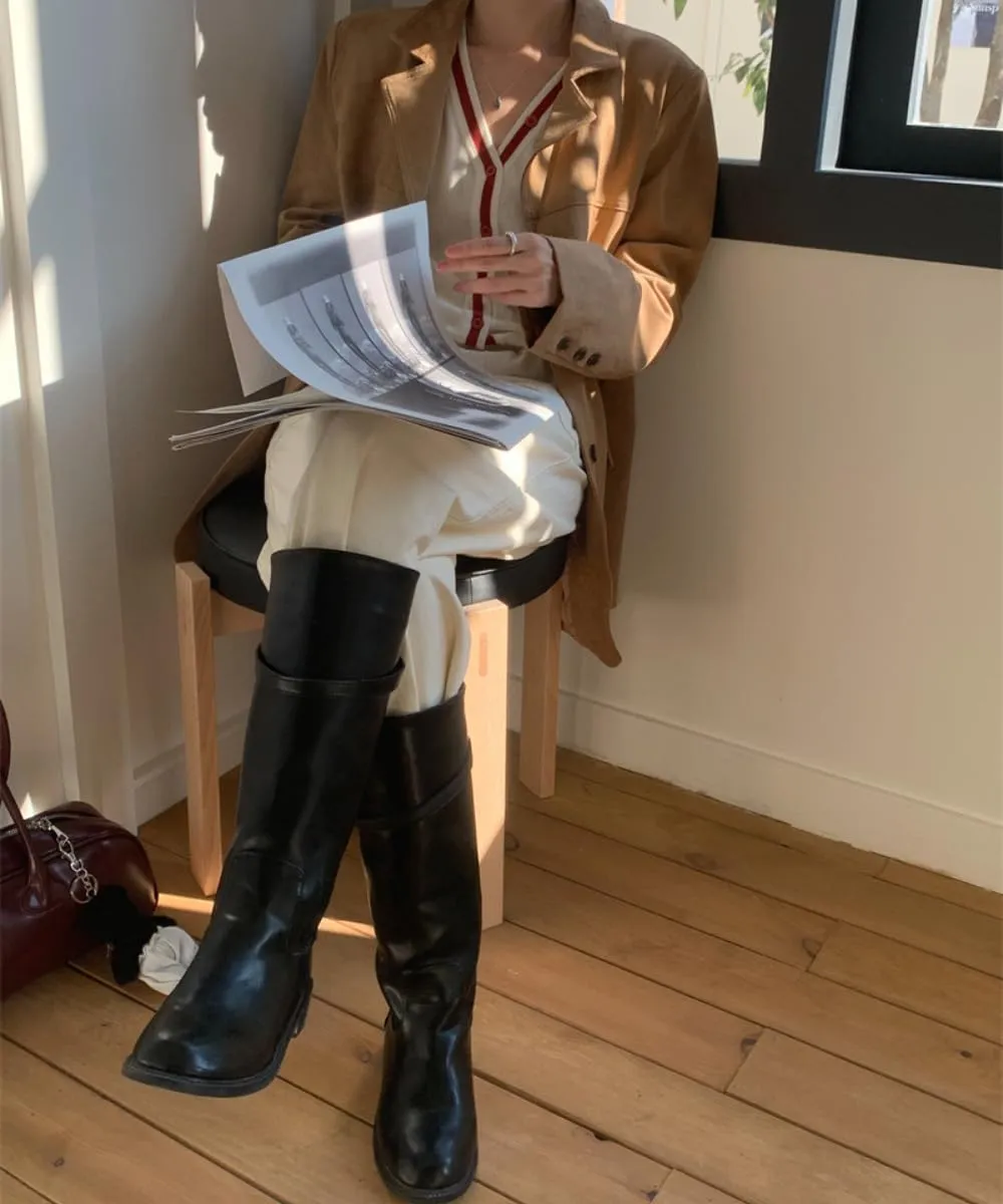 RICHTRUE Old Money Aesthetic Winter Brown Faux Leather Jacket Women Fall Fashion 2024 Trendy Suede Jacket Y2k Outerwear
