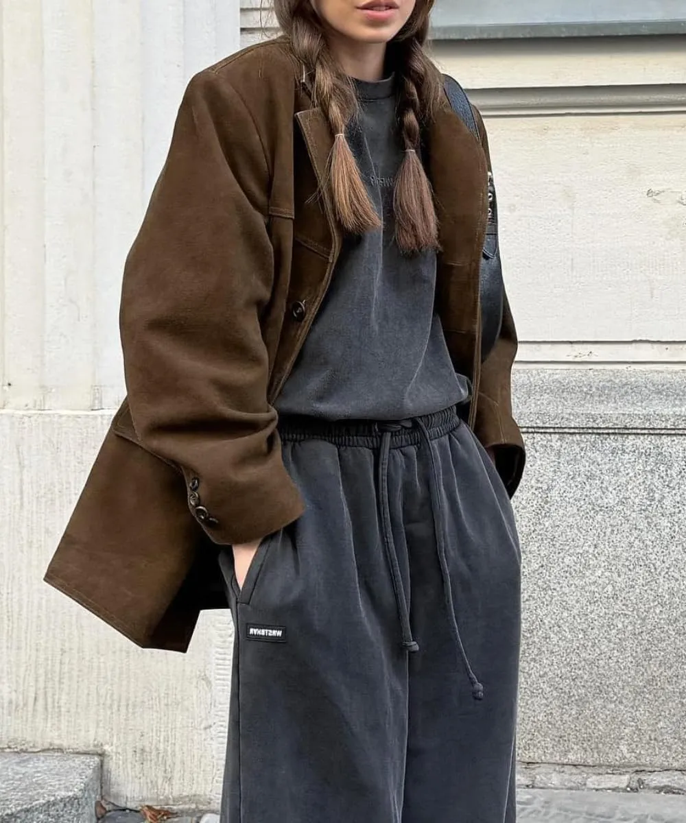 RICHTRUE Old Money Aesthetic Winter Suede Jacket Y2k Outerwear Brown Faux Leather Jacket Women Fall Fashion 2024 Trendy