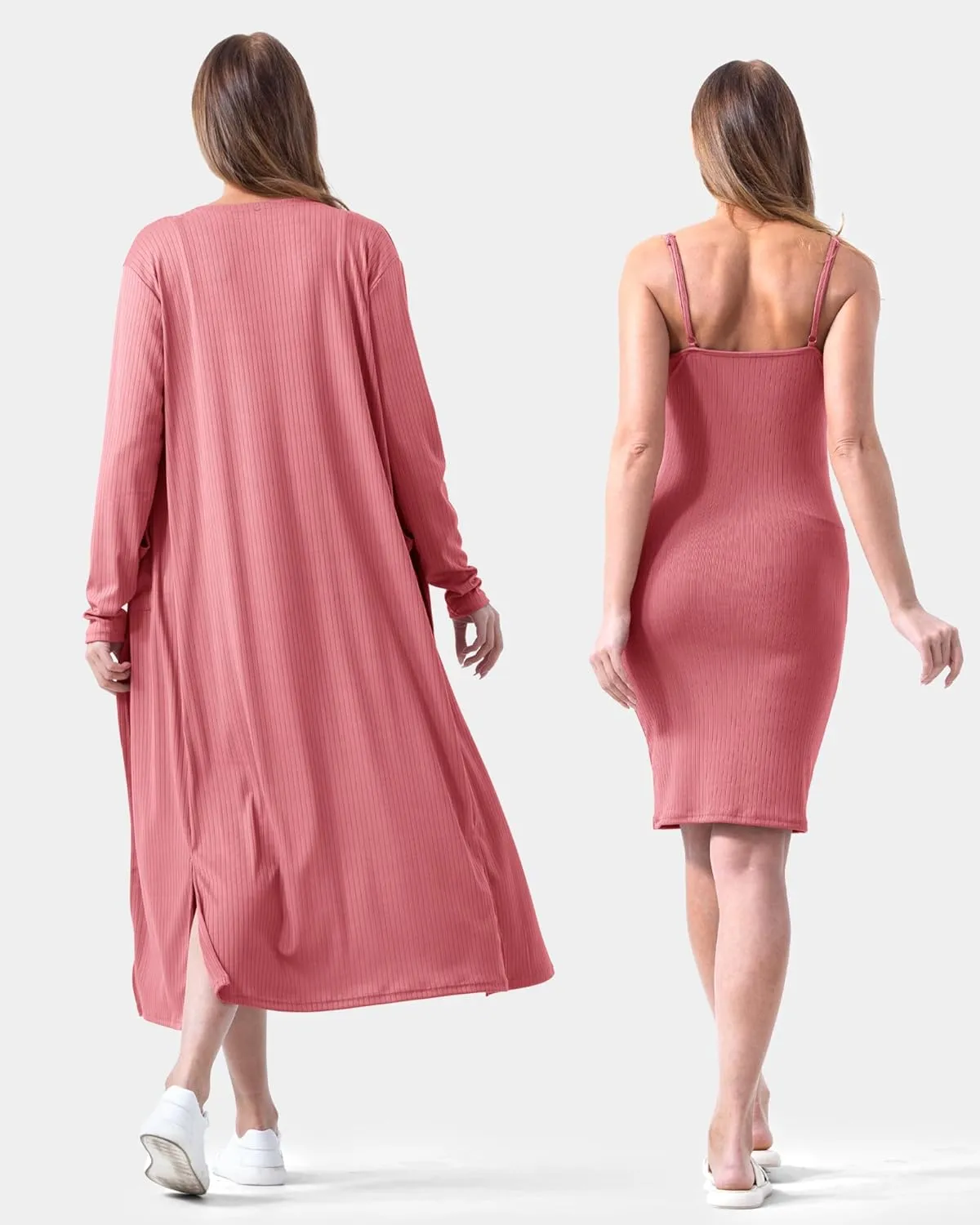 Rnxrbb 2 Piece Fall Adjustable Maternity Dress Cardigan Bodycon Long Sleeve Maternity Dresses Baby Shower Wedding Guest