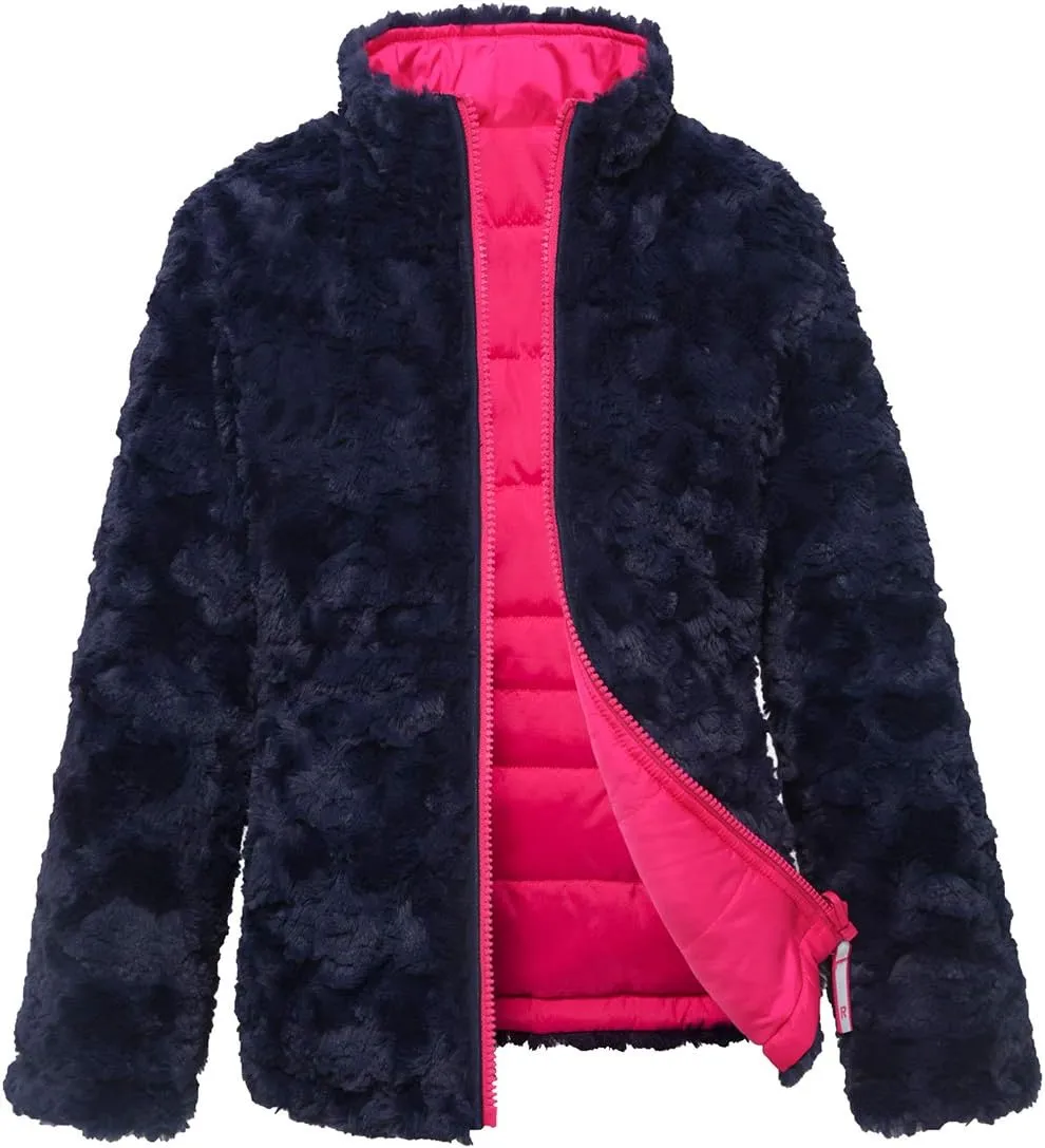 Rokka&Rolla Girls' Reversible Water-Resistant Teddy Sherpa Fleece Puffer Jacket Winter Coat