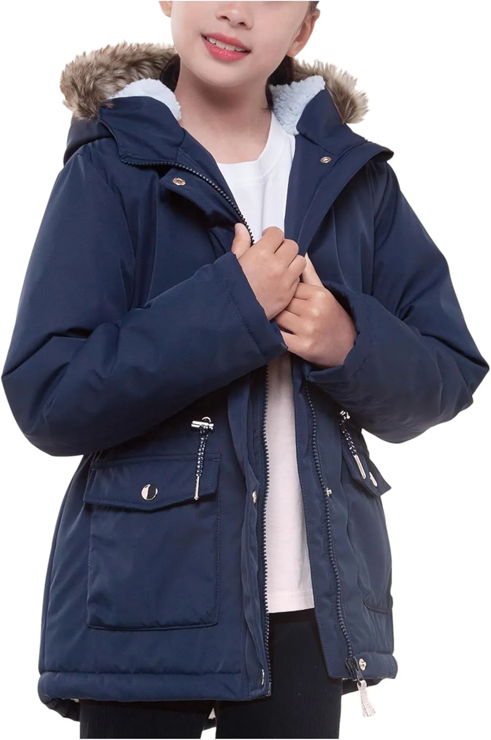 Rokka&Rolla Girls' Water-Resistant Sherpa Fleece Lined Puffer Jacket Winter Parka Coat