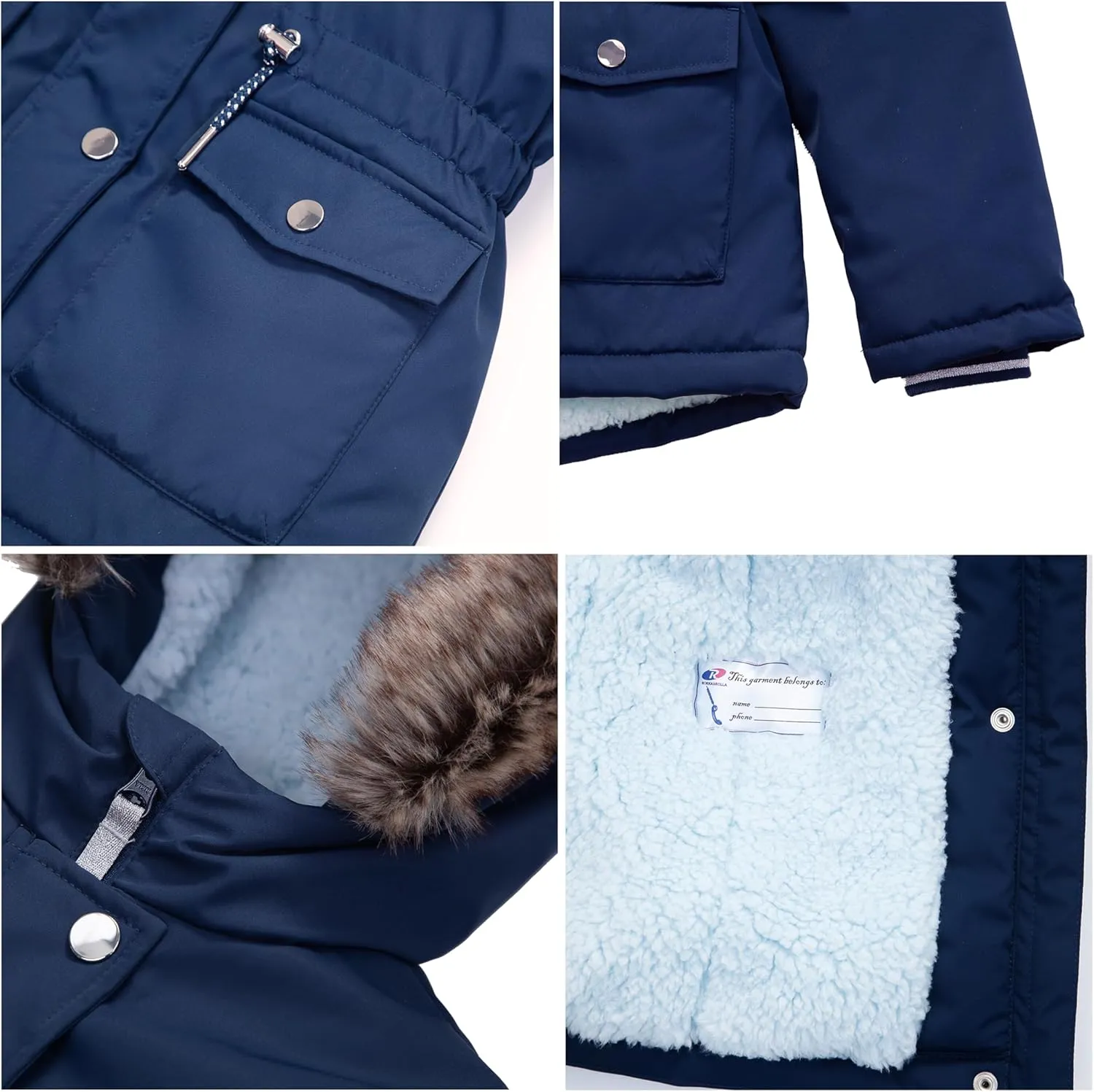 Rokka&Rolla Girls' Water-Resistant Sherpa Fleece Lined Puffer Jacket Winter Parka Coat