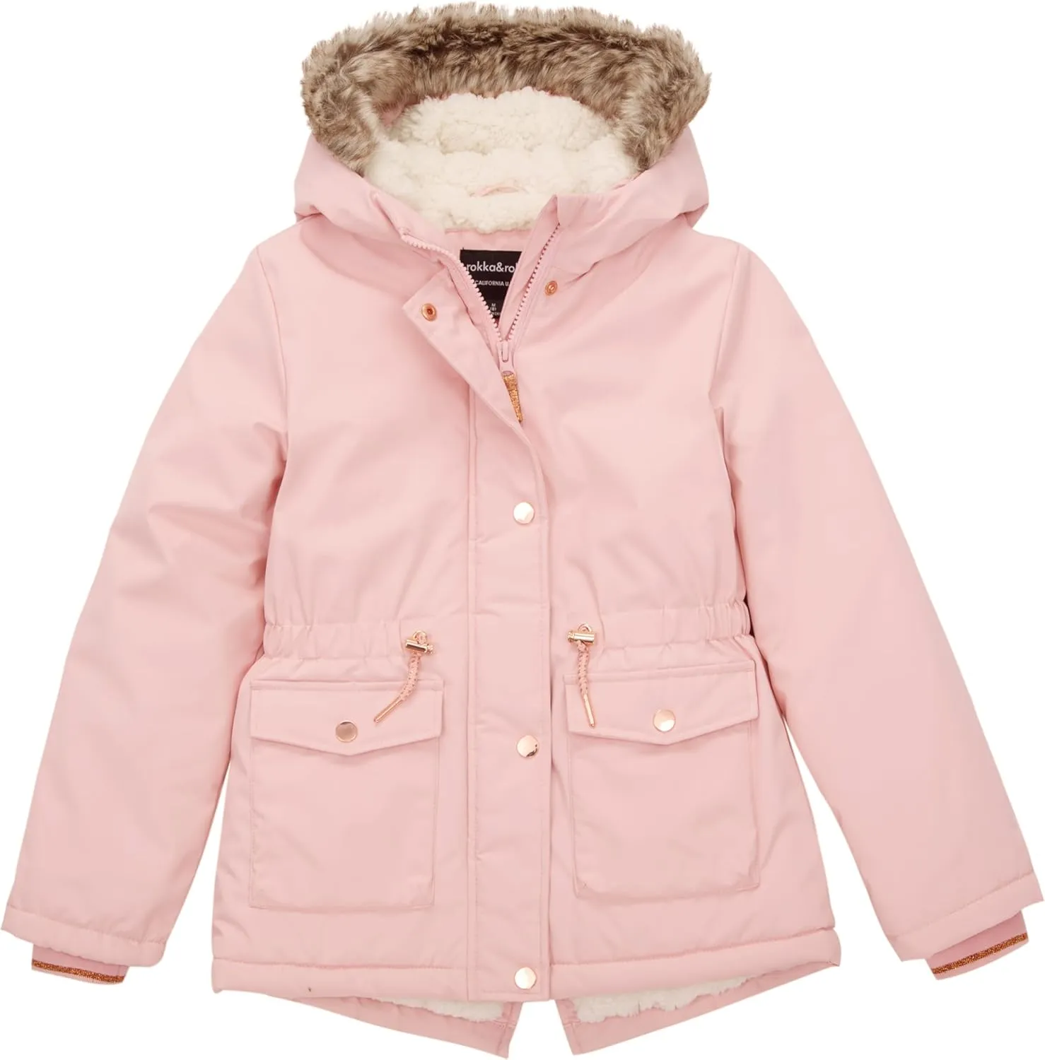 Rokka&Rolla Girls' Water-Resistant Sherpa Fleece Lined Puffer Jacket Winter Parka Coat