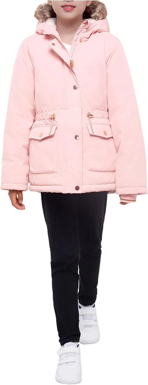Rokka&Rolla Girls' Water-Resistant Sherpa Fleece Lined Puffer Jacket Winter Parka Coat
