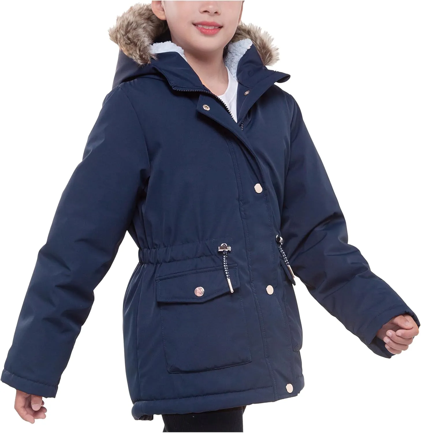 Rokka&Rolla Girls' Water-Resistant Sherpa Fleece Lined Puffer Jacket Winter Parka Coat