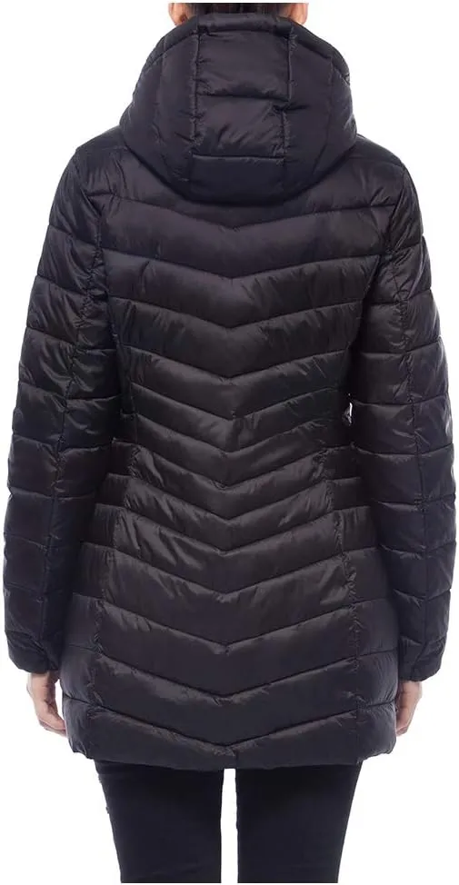 Rokka&Rolla Women's Lightweight Packable Puffer Jacket Water-Resistant Hooded Winter Long Coat