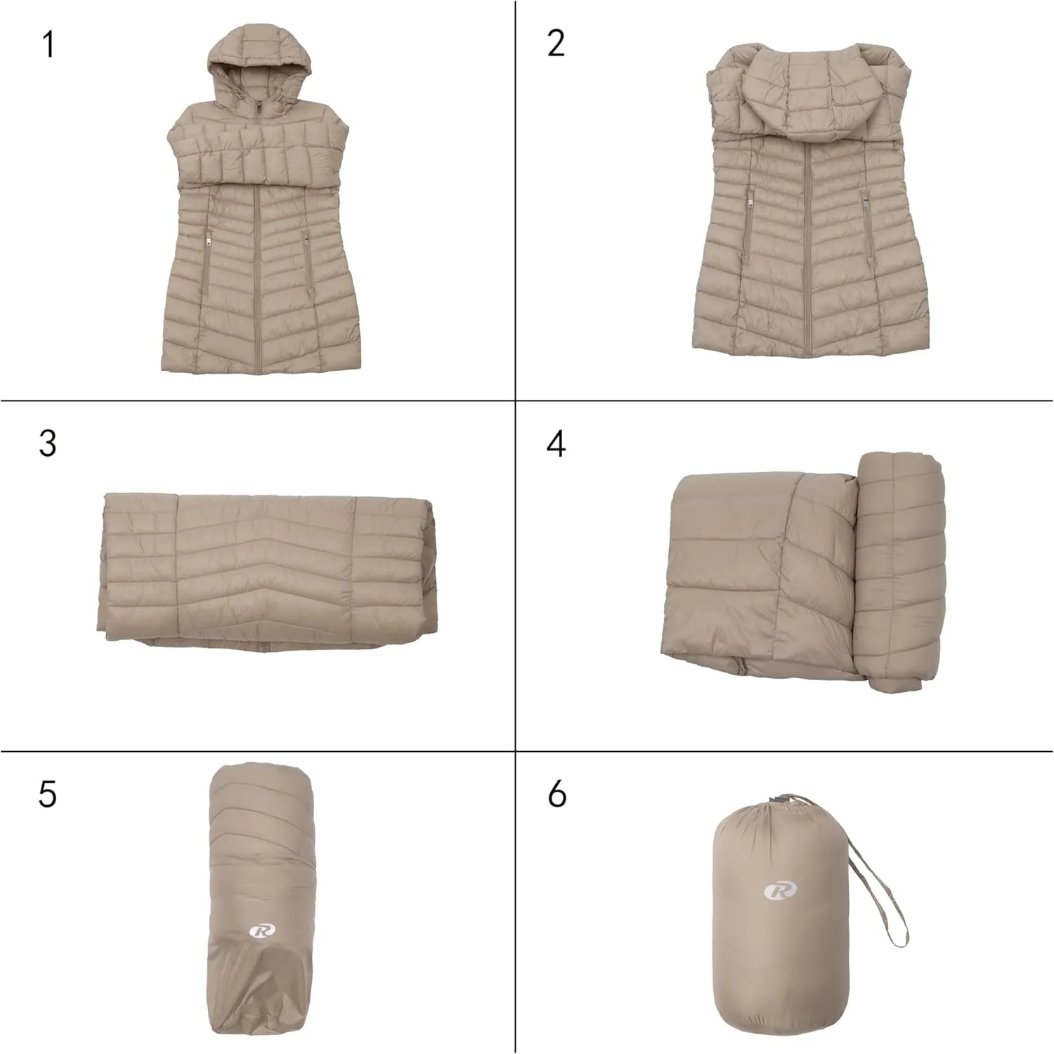 Rokka&Rolla Women's Lightweight Packable Puffer Jacket Water-Resistant Hooded Winter Long Coat