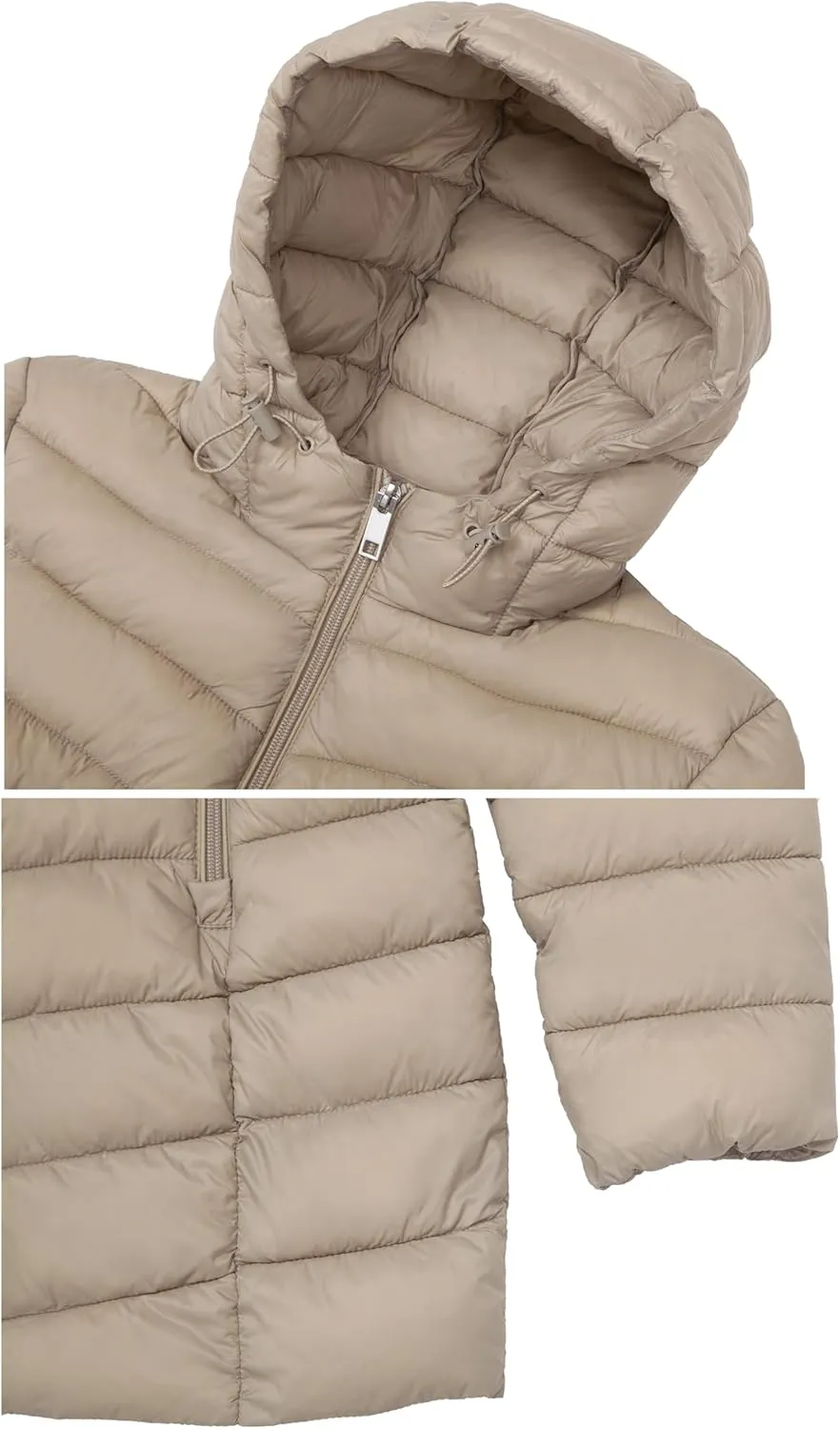Rokka&Rolla Women's Lightweight Packable Puffer Jacket Water-Resistant Hooded Winter Long Coat