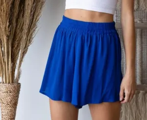 Royal Blue Flowy Gauze Shorts