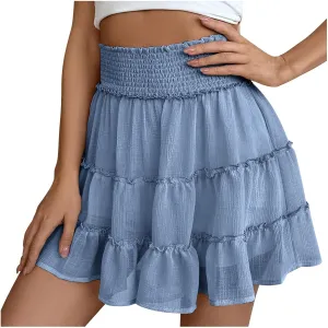 Ruffle Shorts for Women Elastic High Waisted Casual Summer Shorts