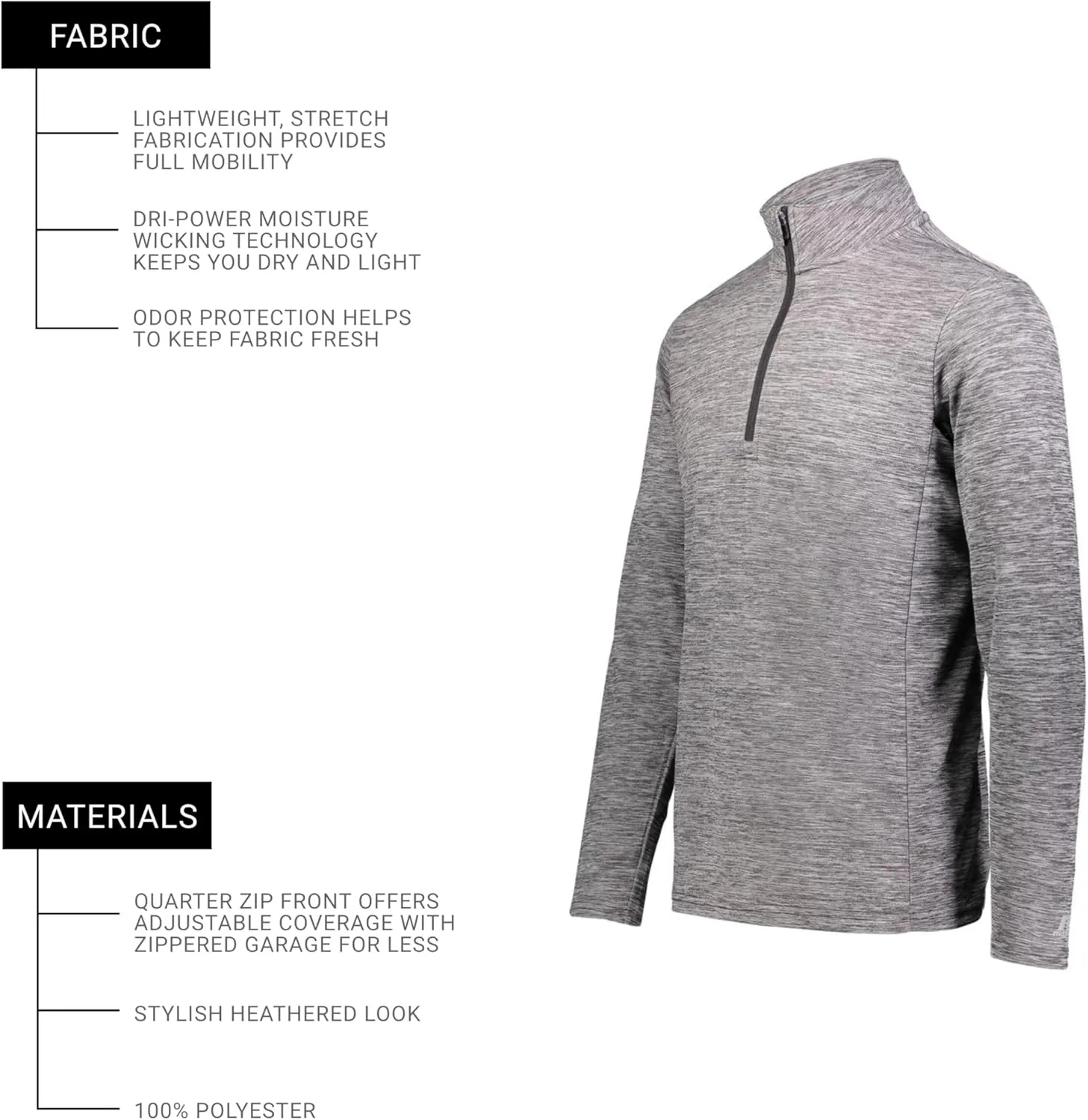 Russell Athletic Dri-power Lightweight 1/4 Zip Pullover Outerwear