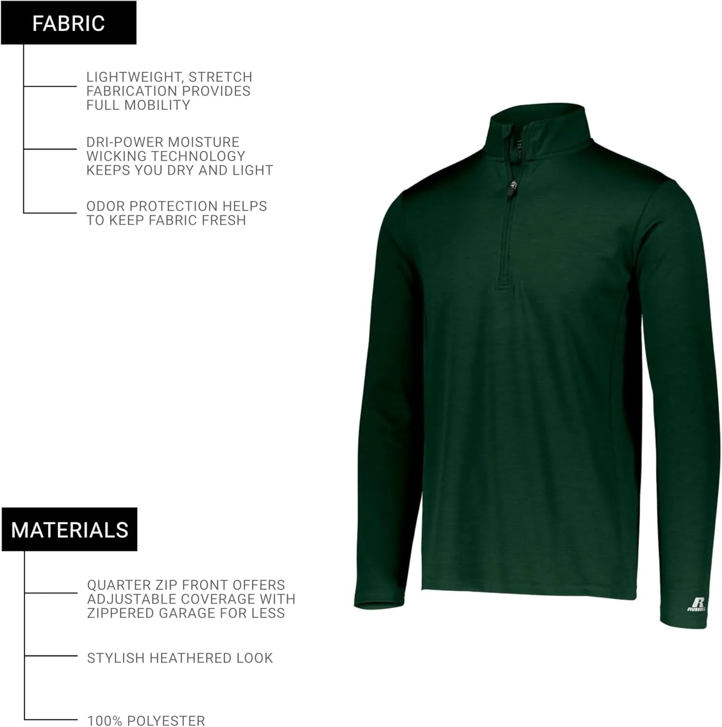 Russell Athletic Dri-power Lightweight 1/4 Zip Pullover Outerwear