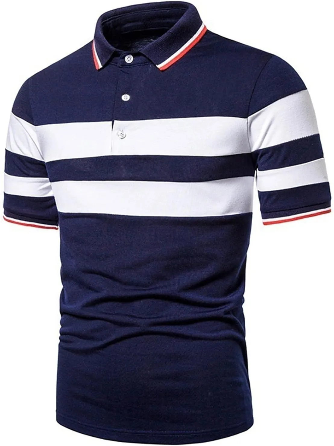 Safety Polo Shirt for Men Reflective Stripe Short Sleeve Button Down Golf Shirt Plus Size Casual Atheltic Workout Tee
